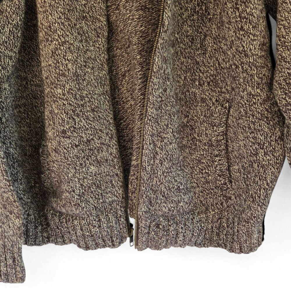 L.L. Bean Mens XL Shetland Wool Full-Zip Cardigan Sweater Heather Brown - Picture 7 of 11